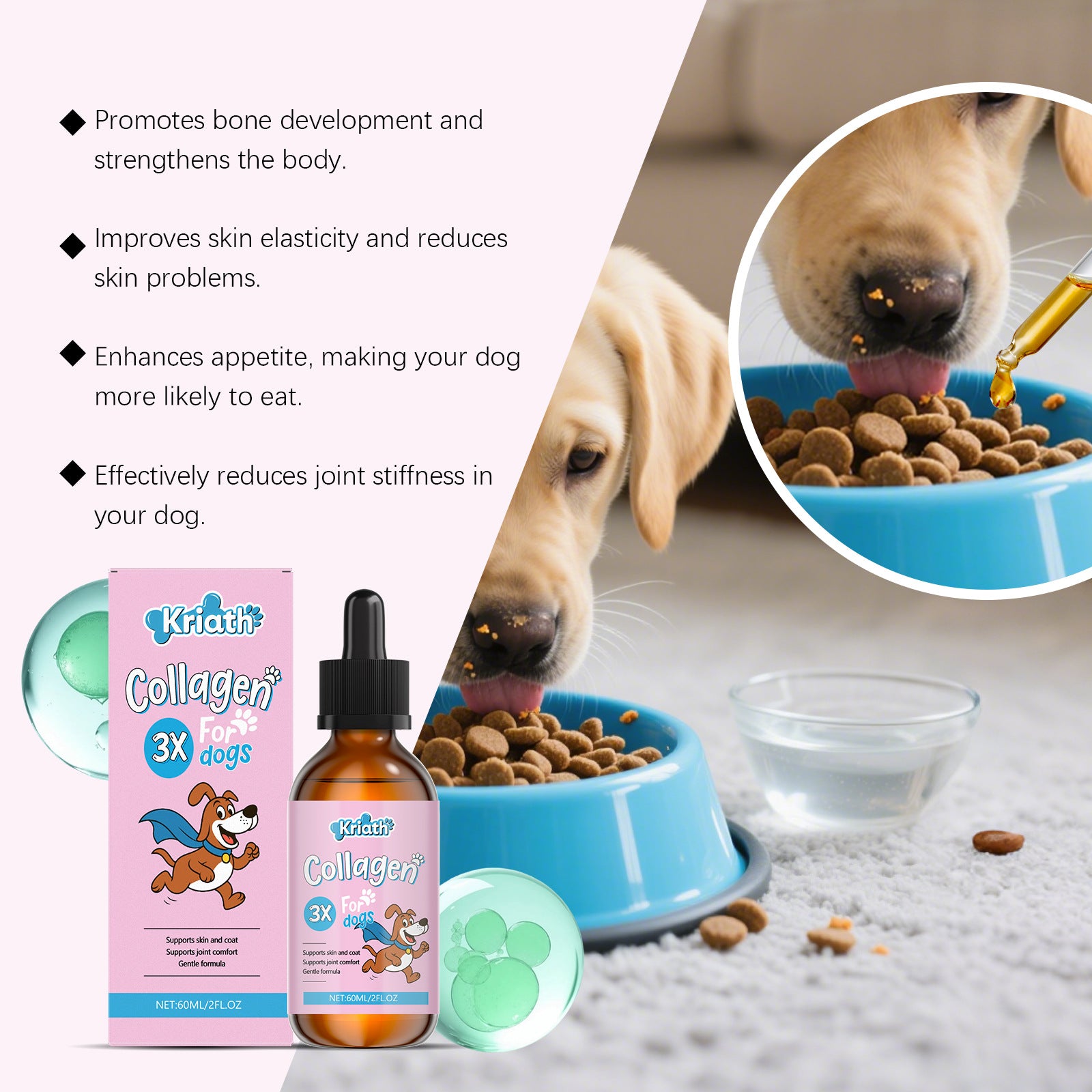 Kriath Pet Dog Coat Skin Care Nutritional Drops